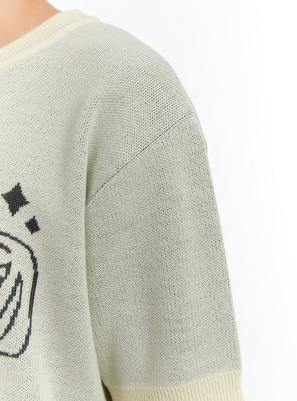 Men's Short Sleeve Graphic Sweater IA507