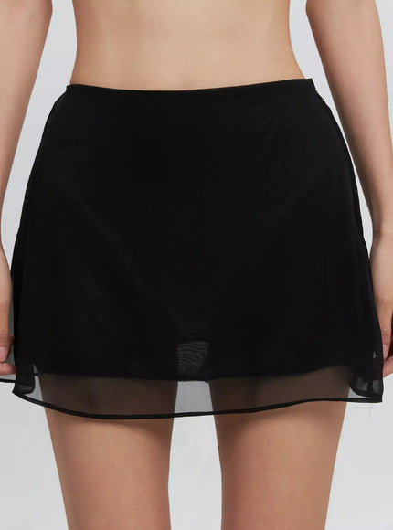 Sheer Chiffon Mini Skirt IS516