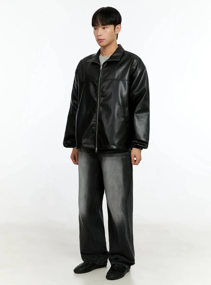 Men's Oversized Faux Leather Jacket IN506