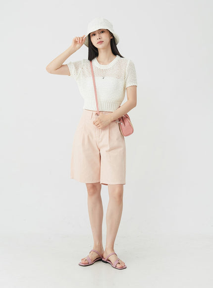 Pintuck Cotton Long Shorts OJ30