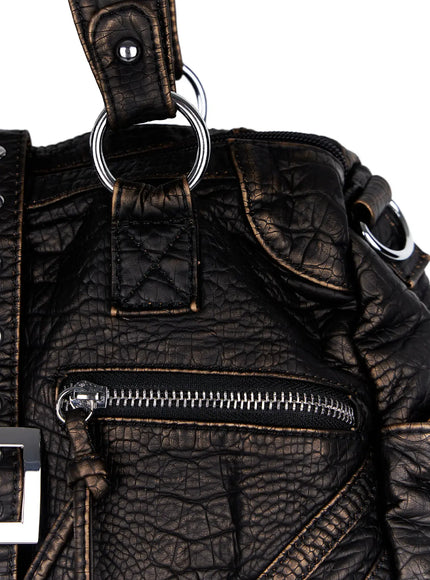 Faux-Leather Eyelet Belted Crossbody Bag CF503