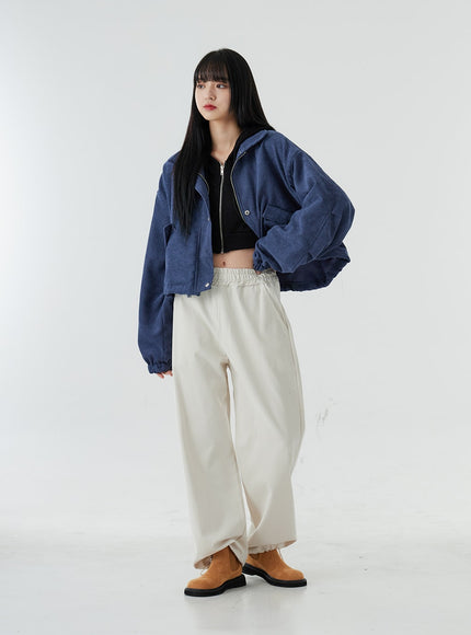Ankle String Elastic Wide Pants OO28