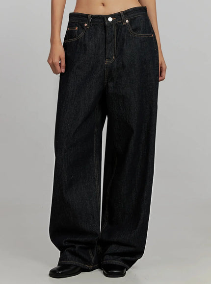 Malia Fleece-Lined Dark Wash Wide Jeans IJ502