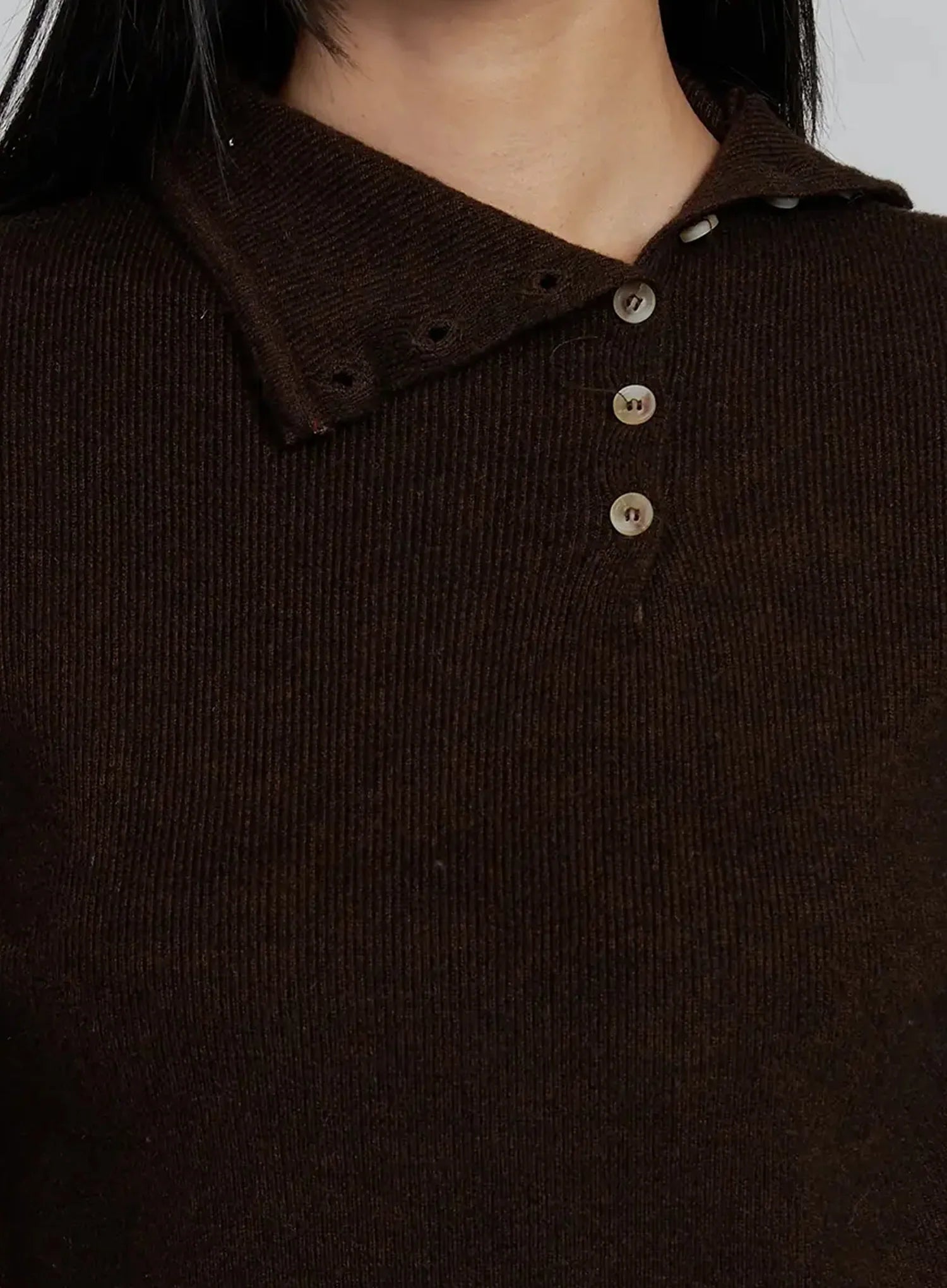 Button Detail High Neck Sweater IM520