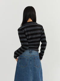 stripe-zip-up-turtleneck-knit-top-co319