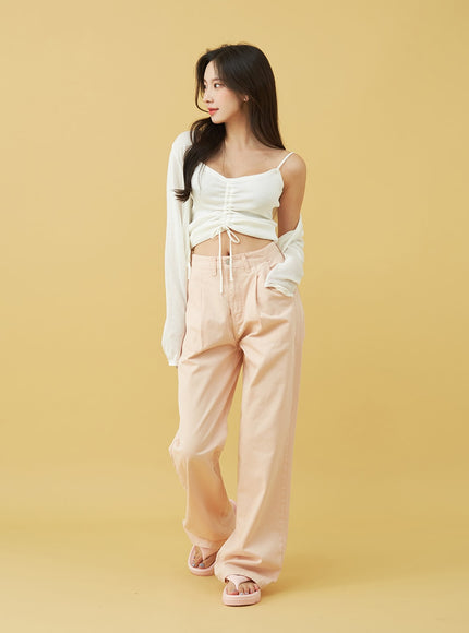 SIngle Pin-tuck Wide Cotton Pants BU13