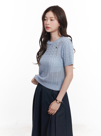 cable-knit-short-sleeve-sweater-cy515