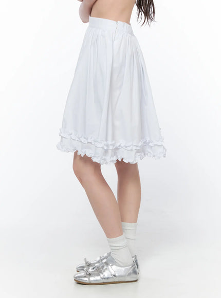 Frilled Shirred Midi Skirt CA528