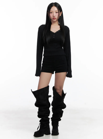 High-Waisted Corduroy Shorts CN528