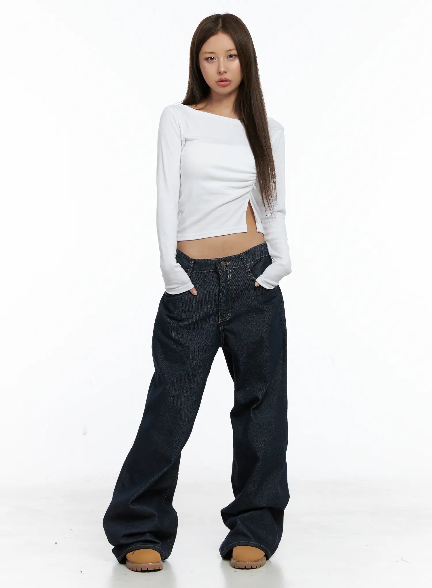 Giada Raw Indigo Wide-Leg Jeans CS505