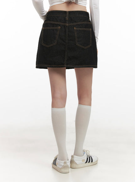 Stitched Denim Mini Skirt CJ524