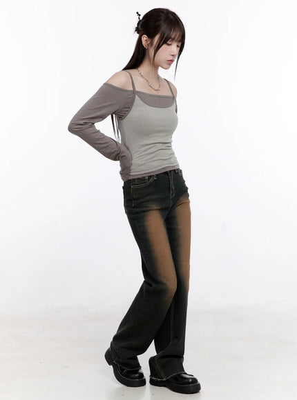 Dalia Vintage Washed Flare Jeans CO501