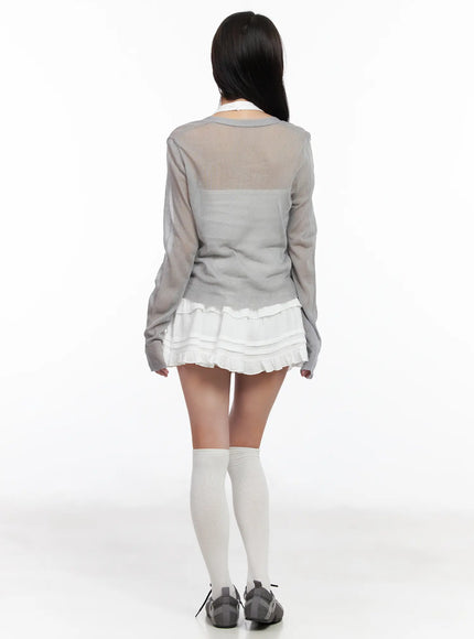 Sheer Button Up Cardigan CM527