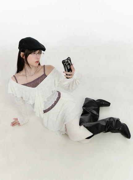 Lace Wrap Mini Skirt CA503