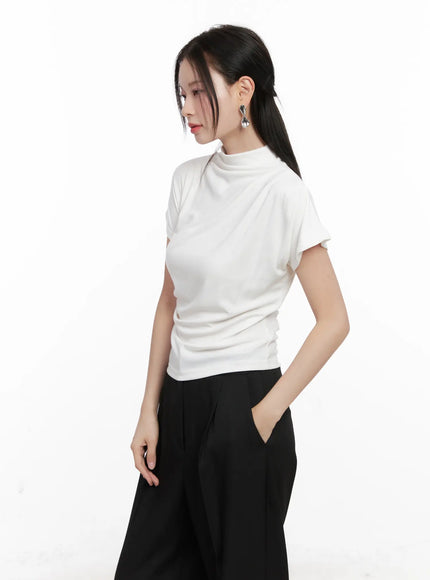 Draped Mock Neck Top CO531