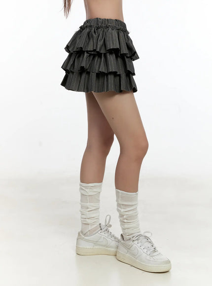 striped-ruffle-mini-skirt-cl531
