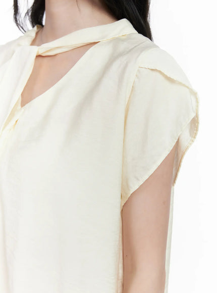 Bow Tie Short Sleeve Blouse CA509