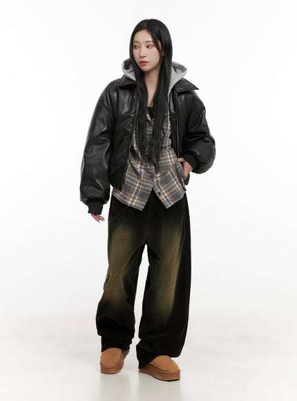 buttoned-check-hooded-blouse-cd410