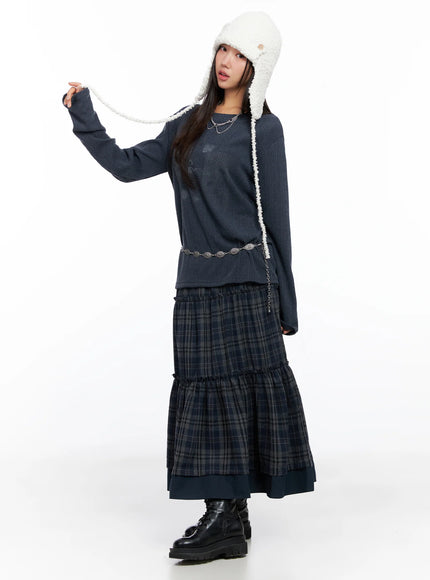 plaid-tiered-maxi-skirt-co515