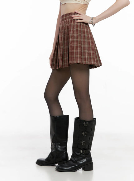 Plaid Pleated Mini Skirt CG519