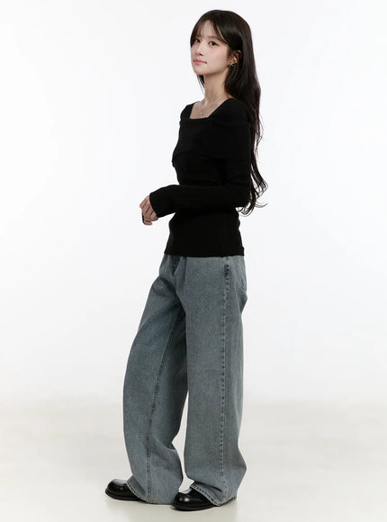 Ysabelle Gray Washed Wide Leg Jeans CM510