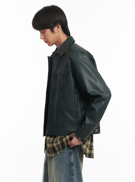 mens-faux-leather-collared-trucker-jacket-ia511