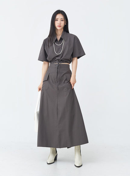 Cargo Wide Fit Long Skirt with Pocket UU1407