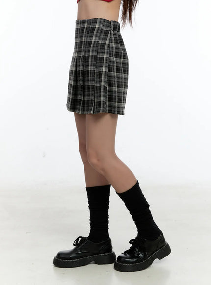 Plaid Pleated A-Line Skirt CS518