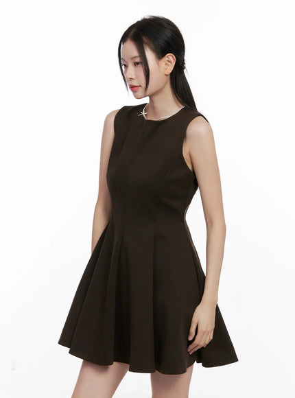 Classic Pleated Flare Mini Dress CN504