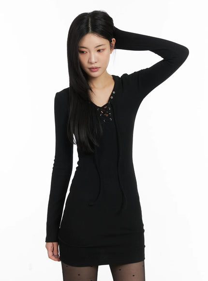 ribbed-lace-up-bodycon-mini-dress-cd508