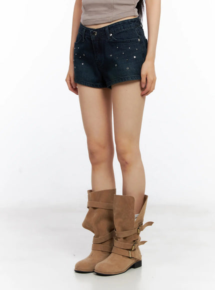 studded-washed-denim-shorts-cl530