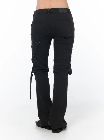 black-bucle-bootcut-cargo-pants-cy513