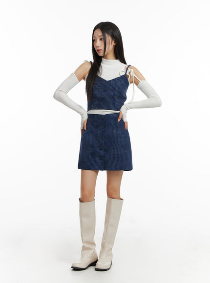 checkered-buttoned-mini-skirt-cj408