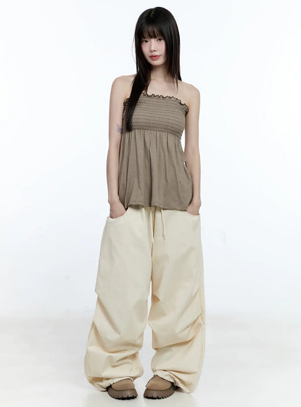 Oversized Pintuck Wide-Leg Pants CG507