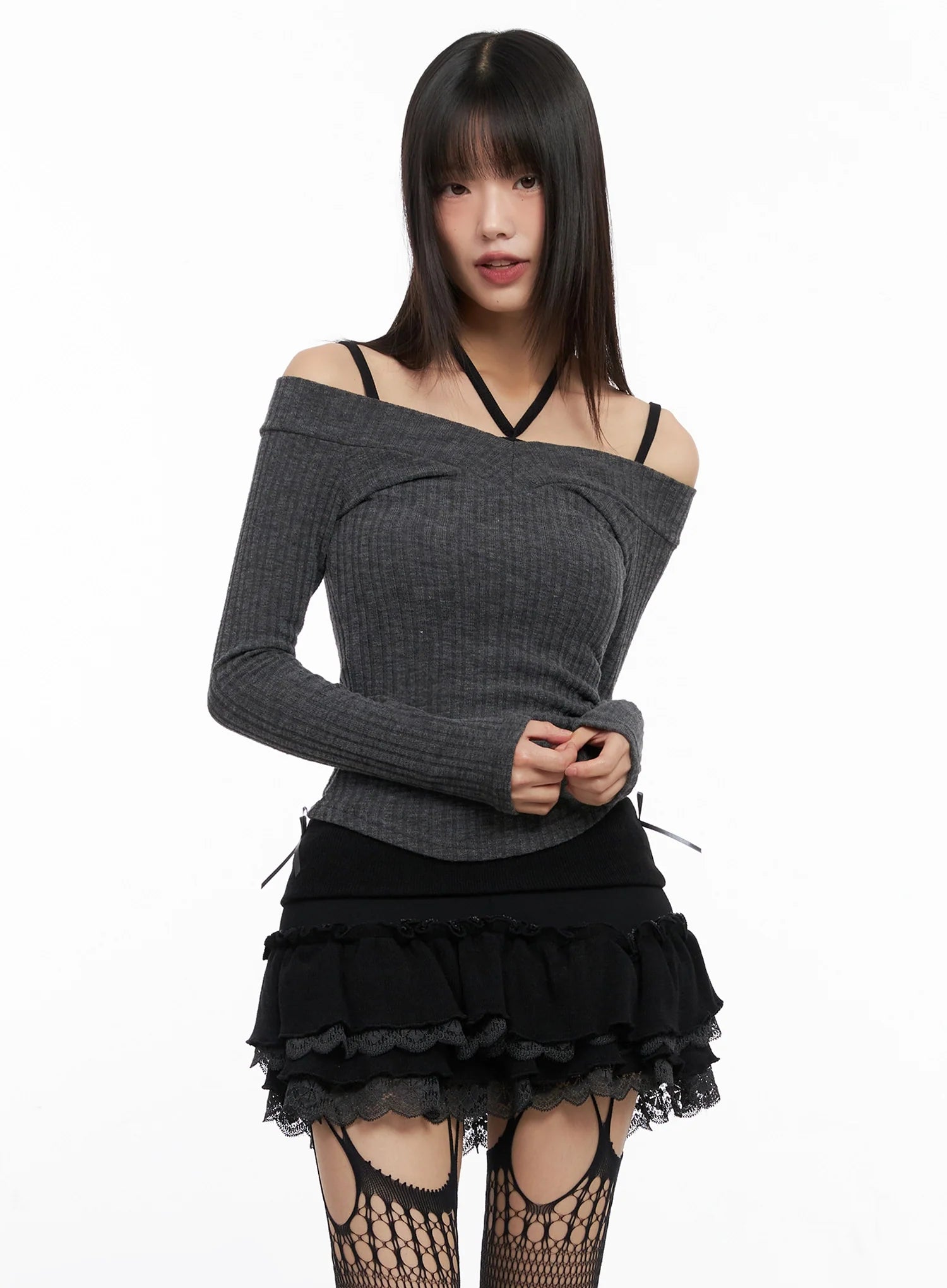 Off-Shoulder V-Neck Top IN503