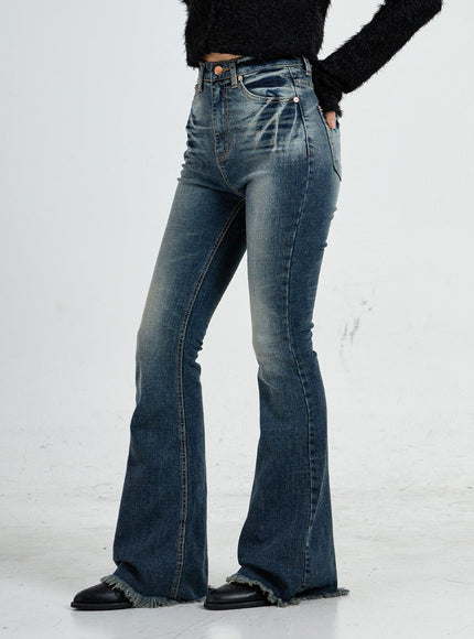 Faded Washing Bootcut Denim Pants CO17