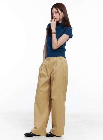 Wide Leg Pintuck Cotton Slacks CG520