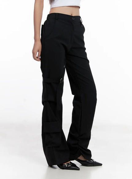 Utility Buckle Flare Pants CL518