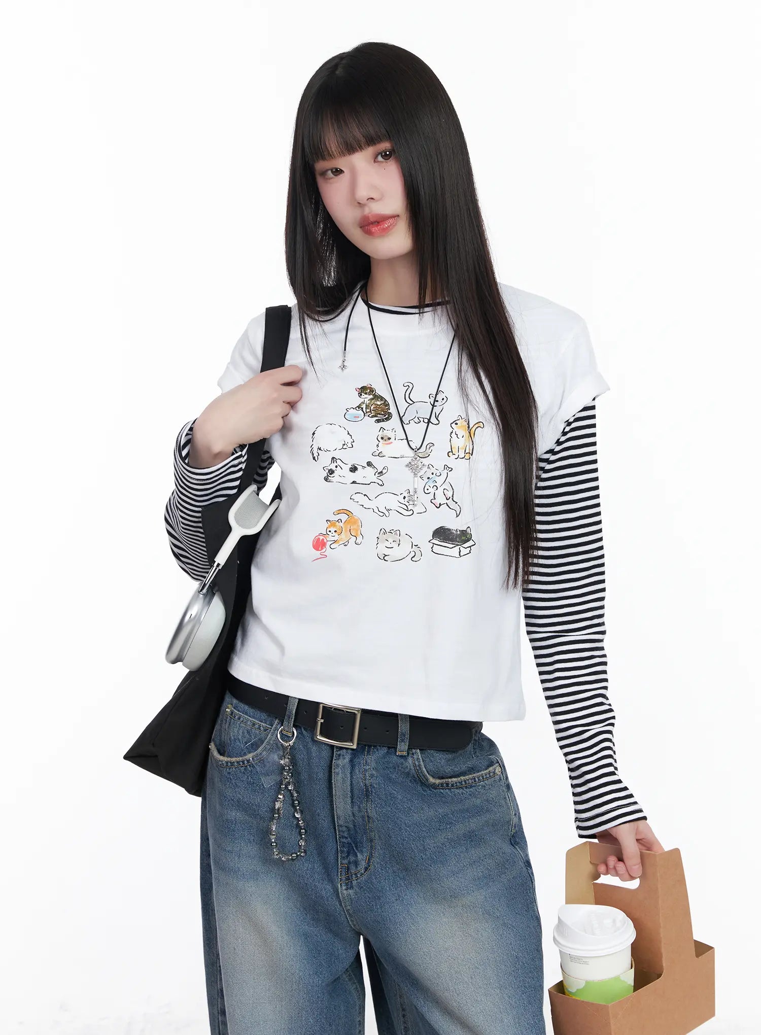 Kitty Graphic Semi-Crop Tee CM526