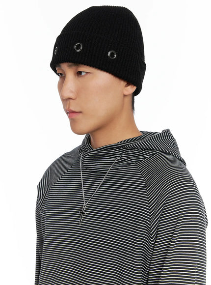 Men's Ribbed Eyelet Beanie IS502