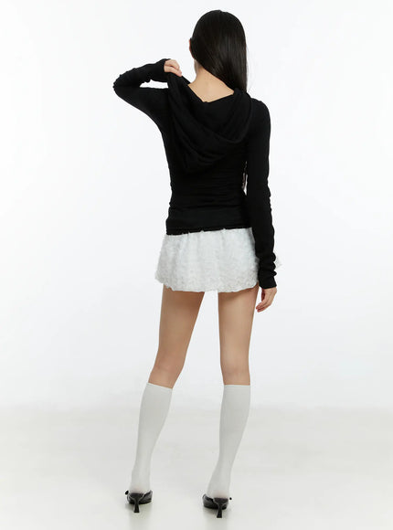 Cut-Out Hooded Long Sleeve Tee CF510
