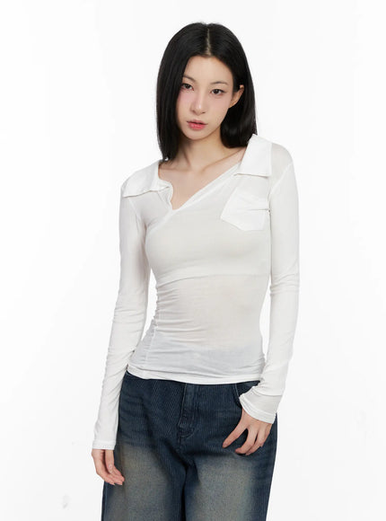 asymmetrical-collar-slim-fit-long-sleeve-top-cg526