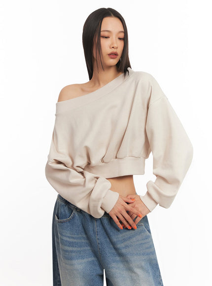 Off-Shoulder Loose-Fit Sweatshirt IA507