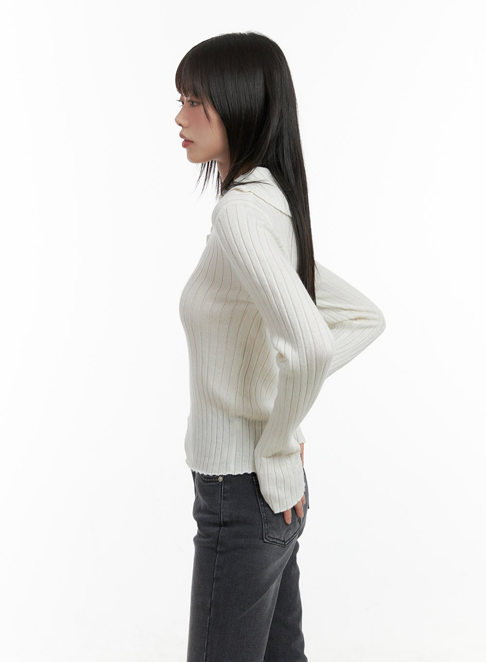 ribbed-collared-slim-top-cg426