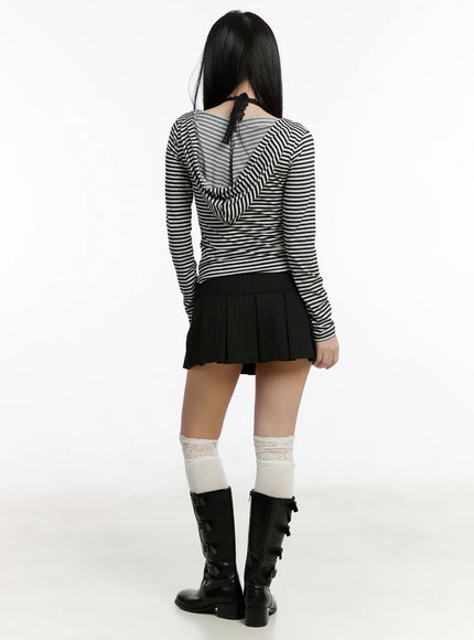 Striped Studded Long Sleeve Hoodie CM511
