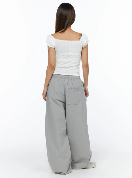 Ribbed Puff Sleeve Top CA516