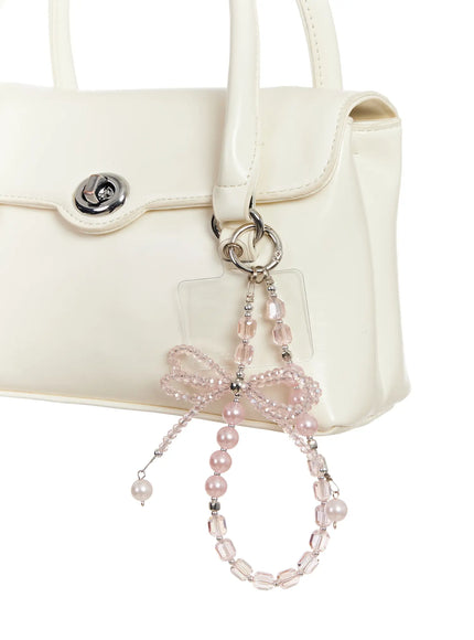 iridescent-ribbon-beaded-keyring-im527 / Pink