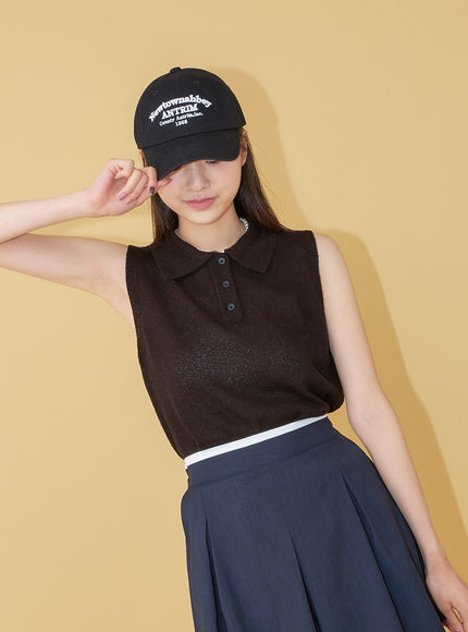 New Town Lettered Cotton Baseball Cap OU13