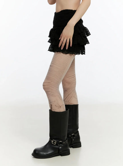 Low-Rise Lace Layered Mini Skirt CN524