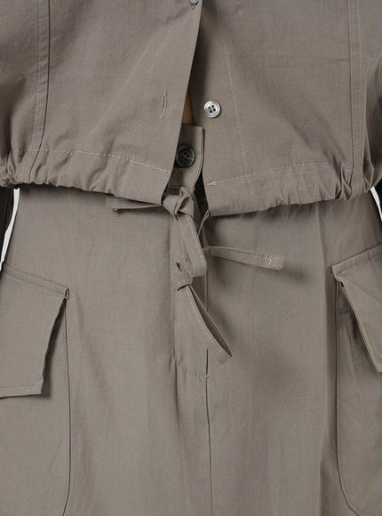 String Detail Cropped Shirt OF310